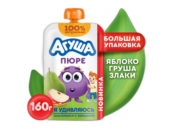 Пюре Агуша яблоко и груша со злаками 160 г